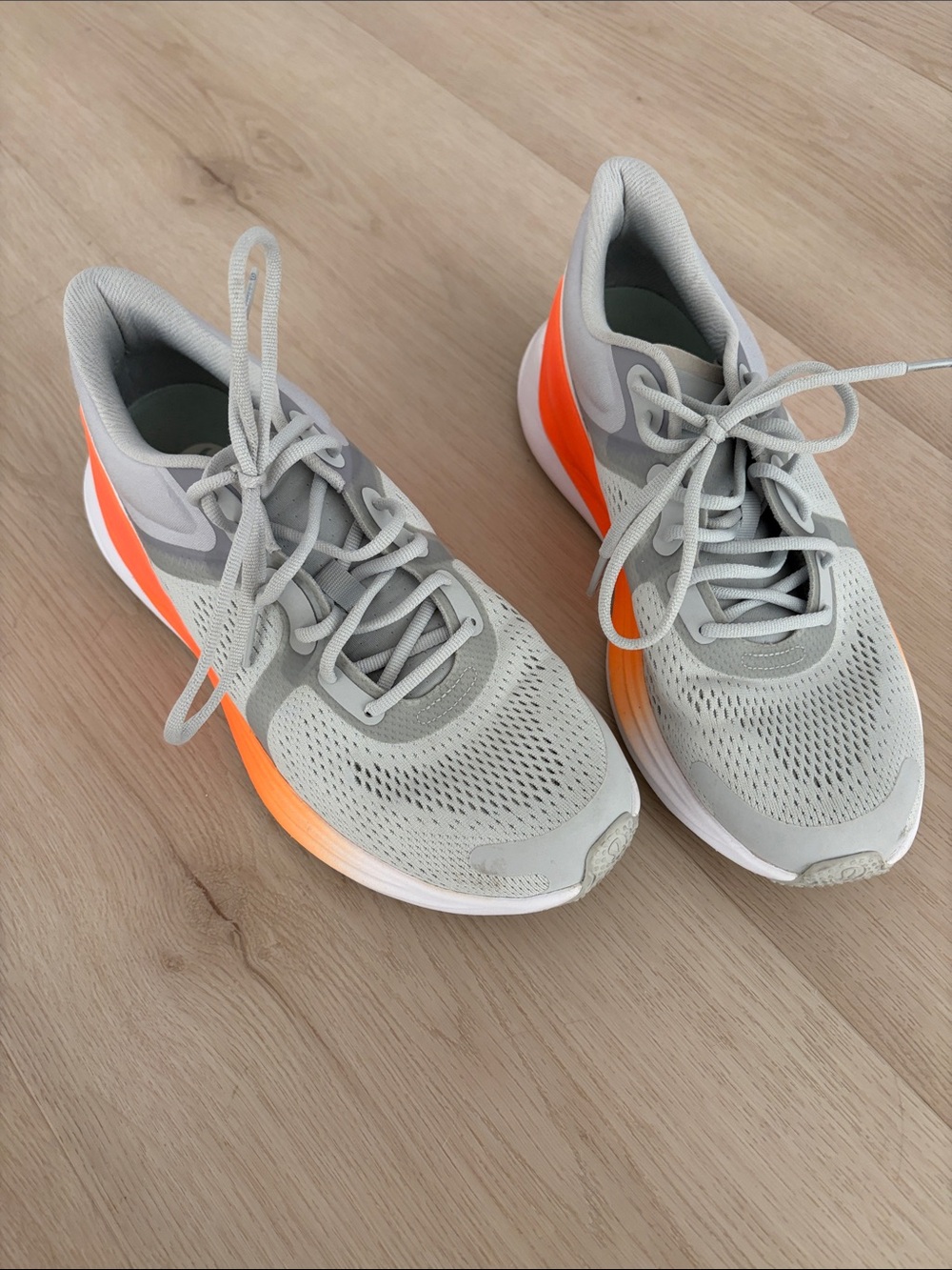 lululemon athletica Light Gray and Bright Orange Women's Running Shoes